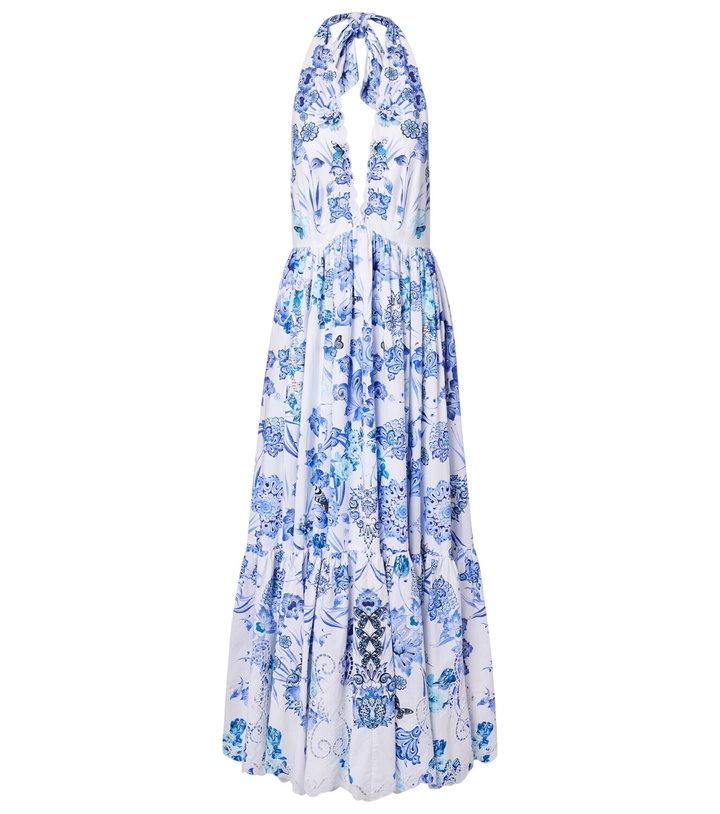 Photo: Camilla Embellished halterneck cotton poplin maxi dress