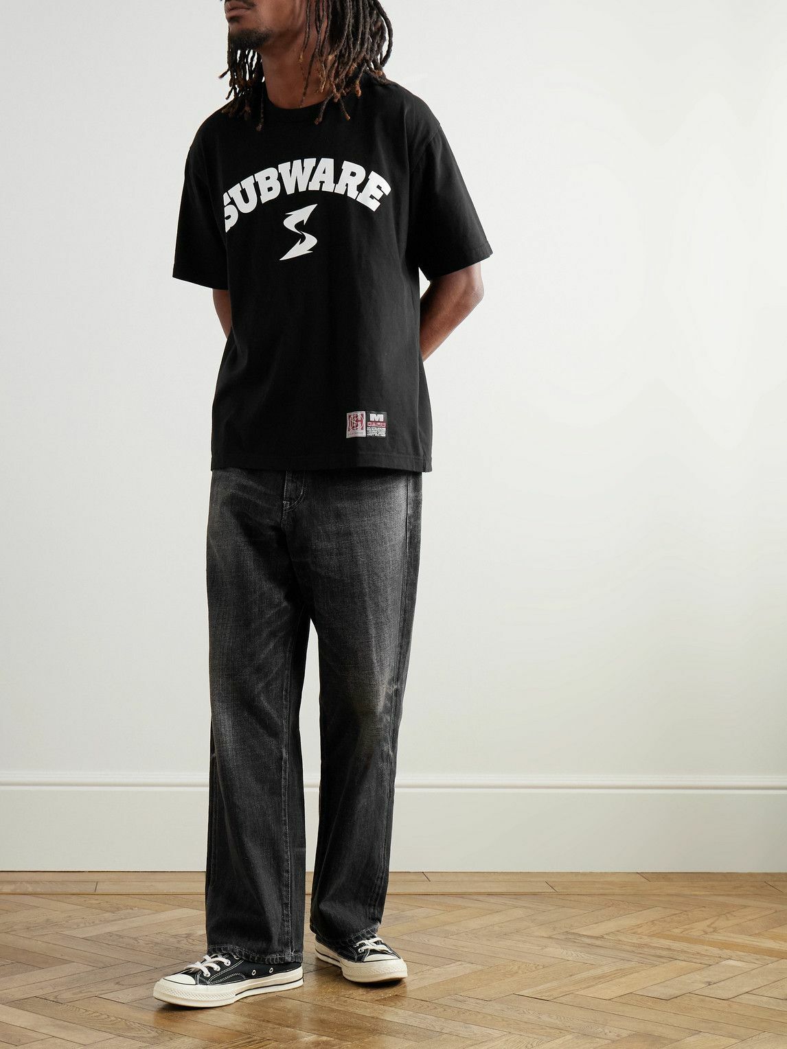 Neighborhood - SUBWARE Logo-Print Appliquéd Cotton-Jersey T-Shirt