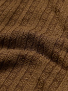 Séfr - Ripley Camp-Collar Pointelle-Knit Organic Cotton-Blend Shirt - Brown