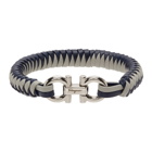 Salvatore Ferragamo Navy and Grey Two-Tone Braided Bracelet