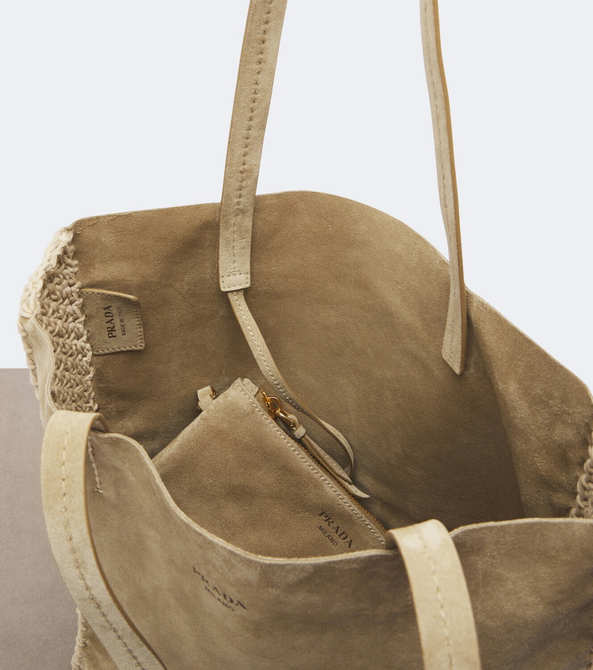 Prada Large crochet suede shopper