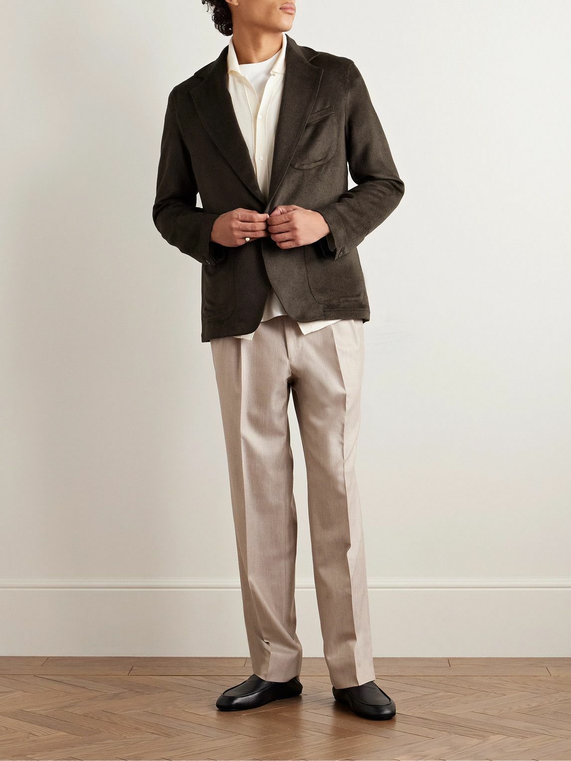 Stòffa - Unstructured Brushed-Silk Blazer - Brown