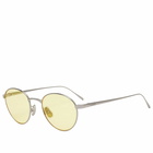 Loewe Eyewear Loewe Slim Round Sunglasses in Shiny Light Ruthenium/Roviex 