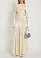 Rabanne Embellished Velour Gown Beige