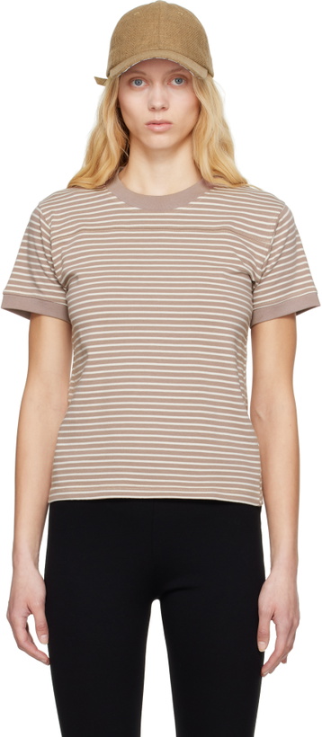 Photo: Carter Young Taupe & Off-White Striped Football T-shirt