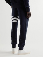 Thom Browne - Tapered Striped Ribbed Cotton-Jersey Sweatpants - Blue