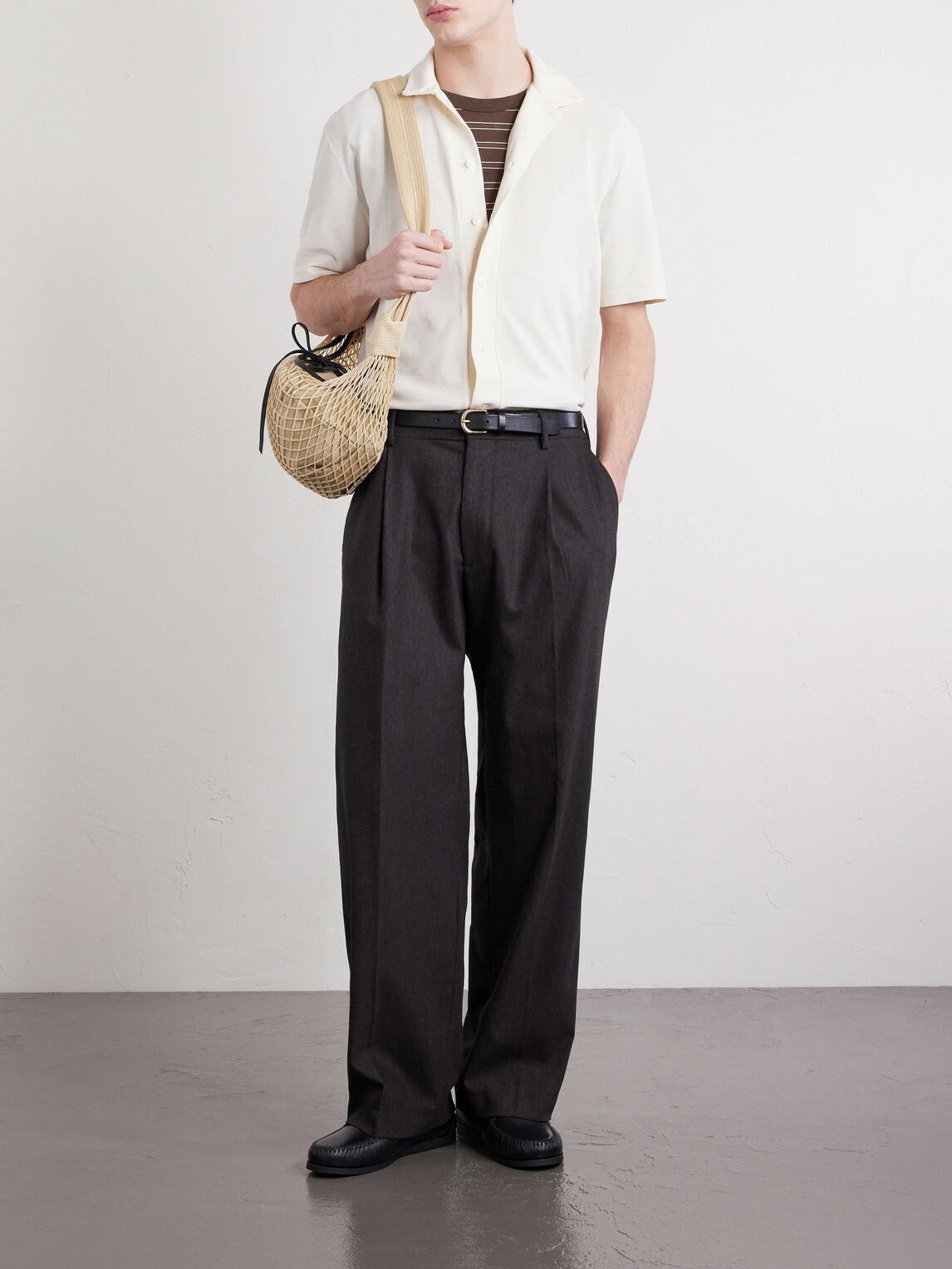 Altea - Jean Camp-Collar Cotton-Piqué Shirt - Neutrals