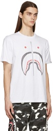 BAPE White Embroidered Effect Shark T-Shirt