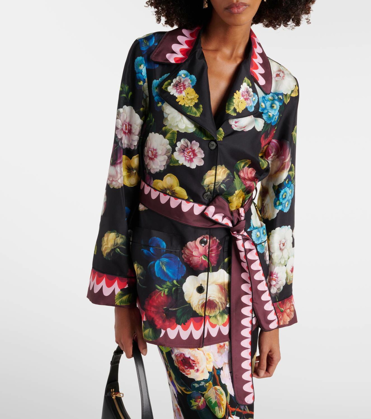 Dolce & Gabbana Black GuitarTrumpet Print Silk Shirt Top main image 1