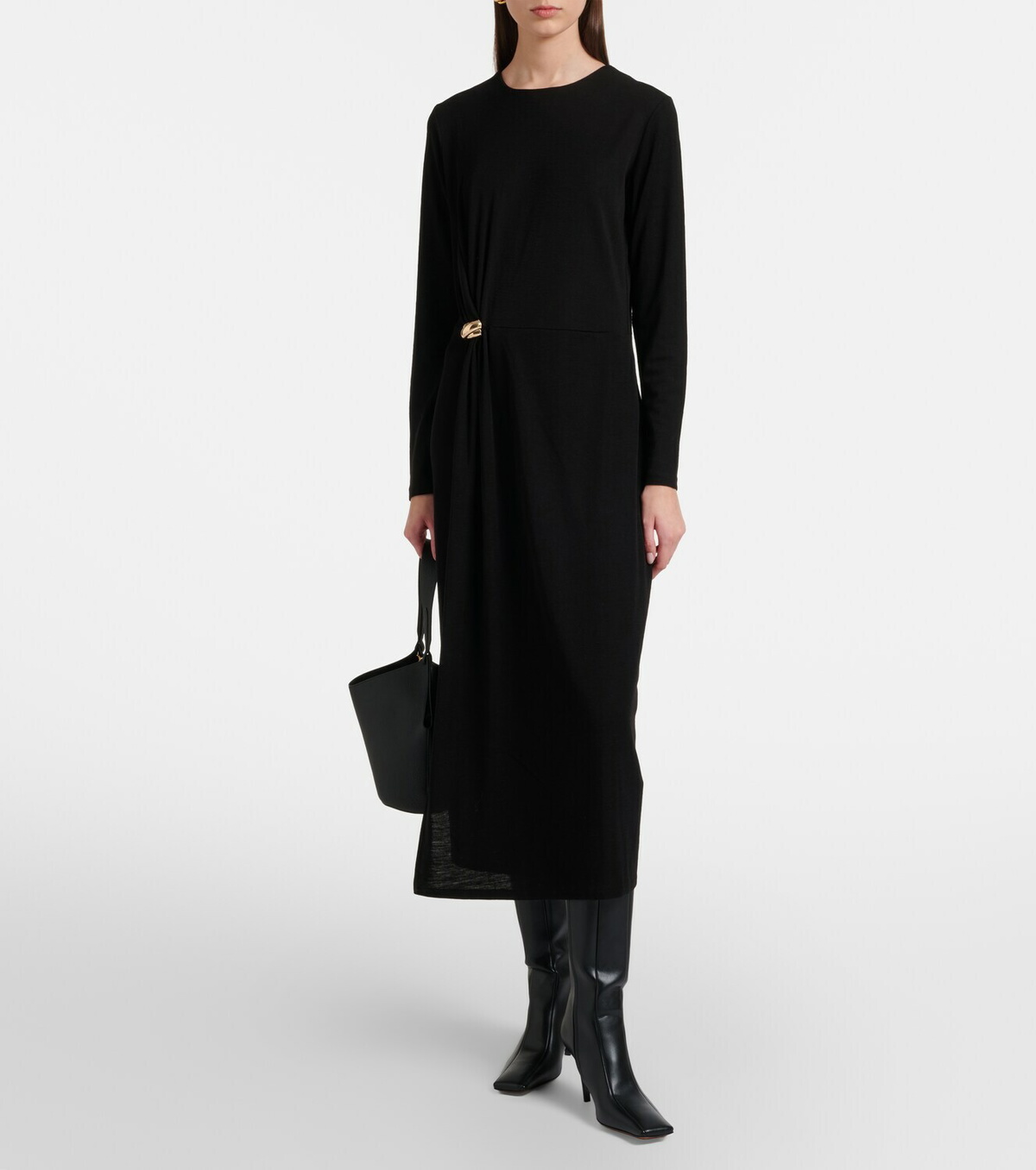 Vince Draped wool-blend midi dress