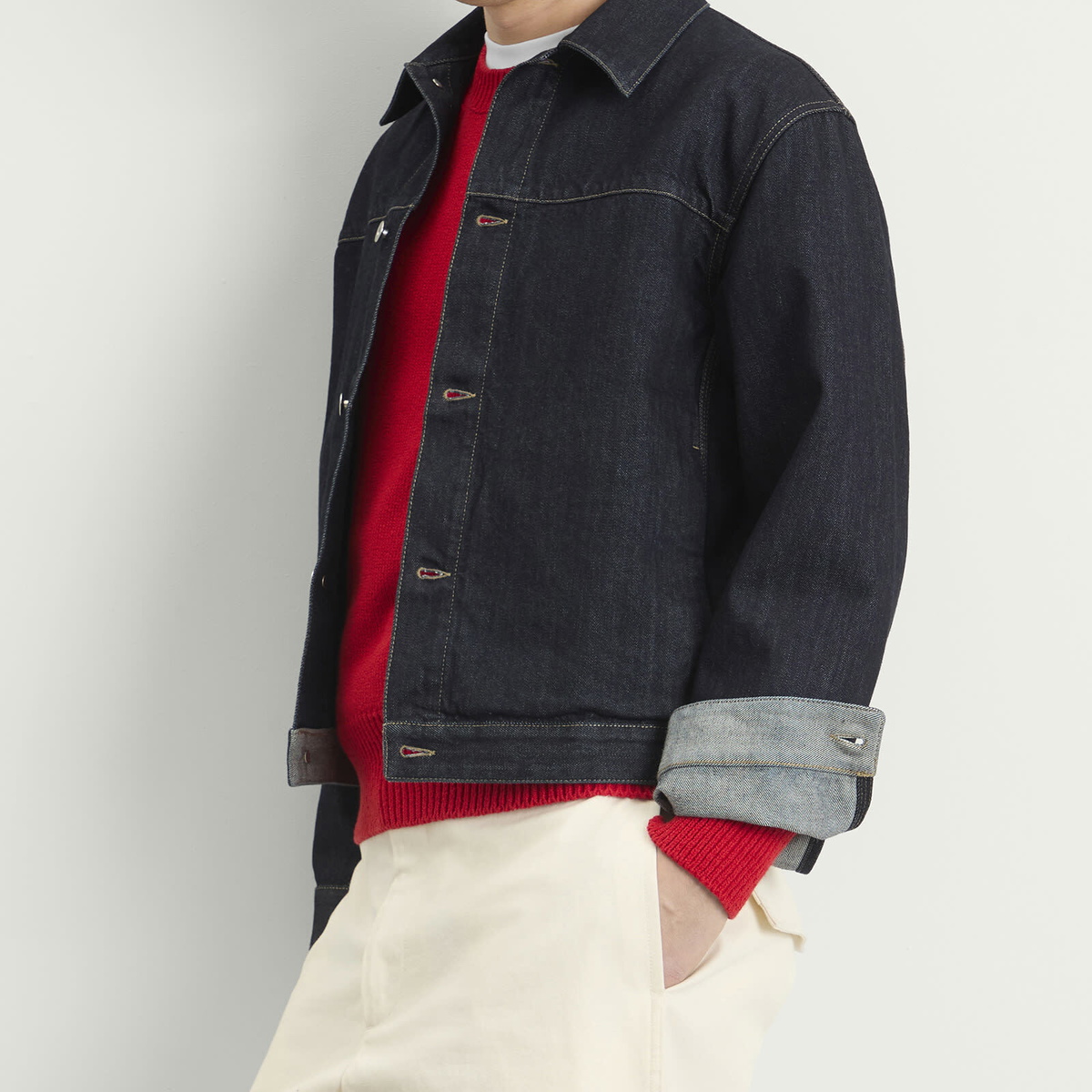 Jil Sander Men's Boxy Denim Jacket in Magnet