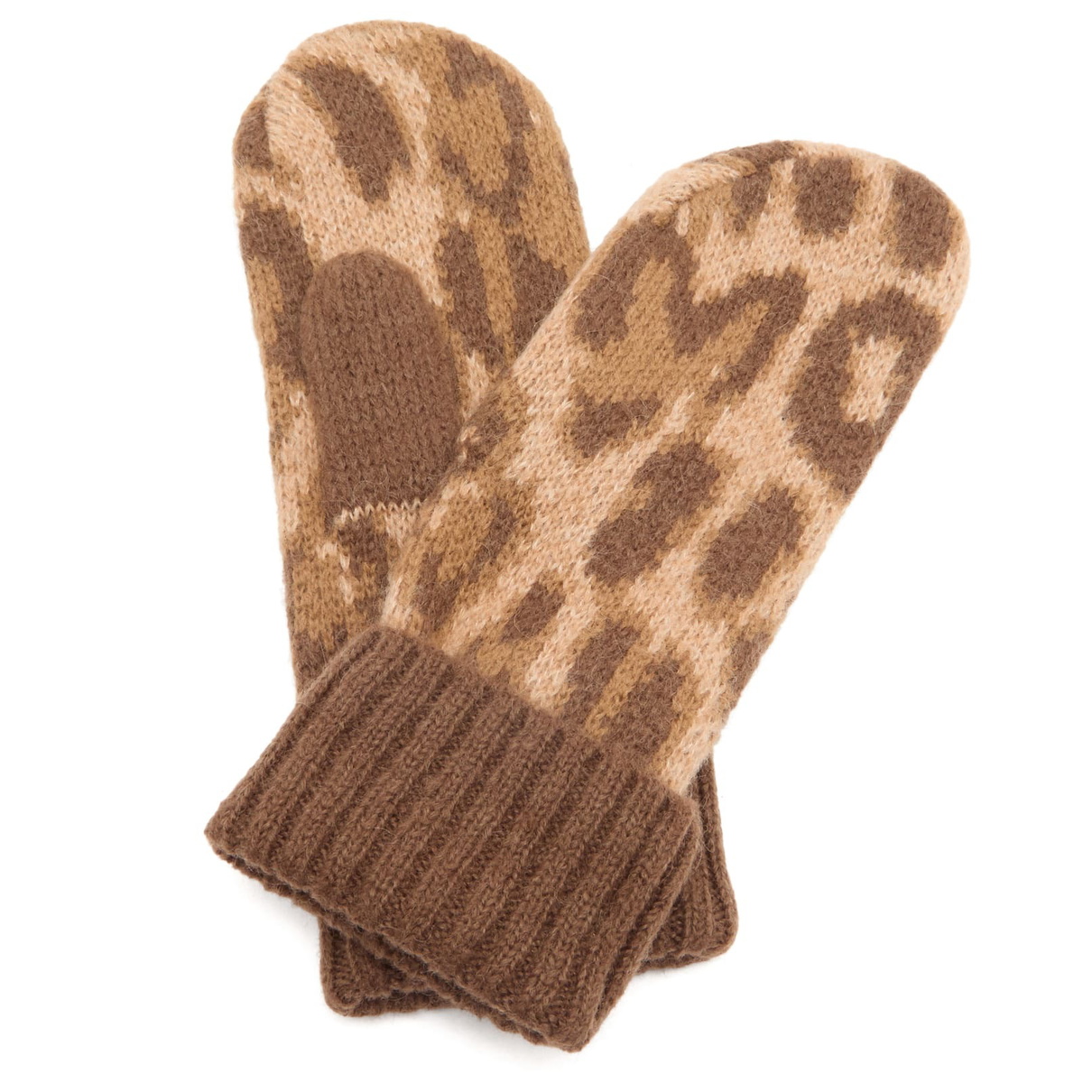 Damson Madder Women's Fluffy Mittens in Leopard 