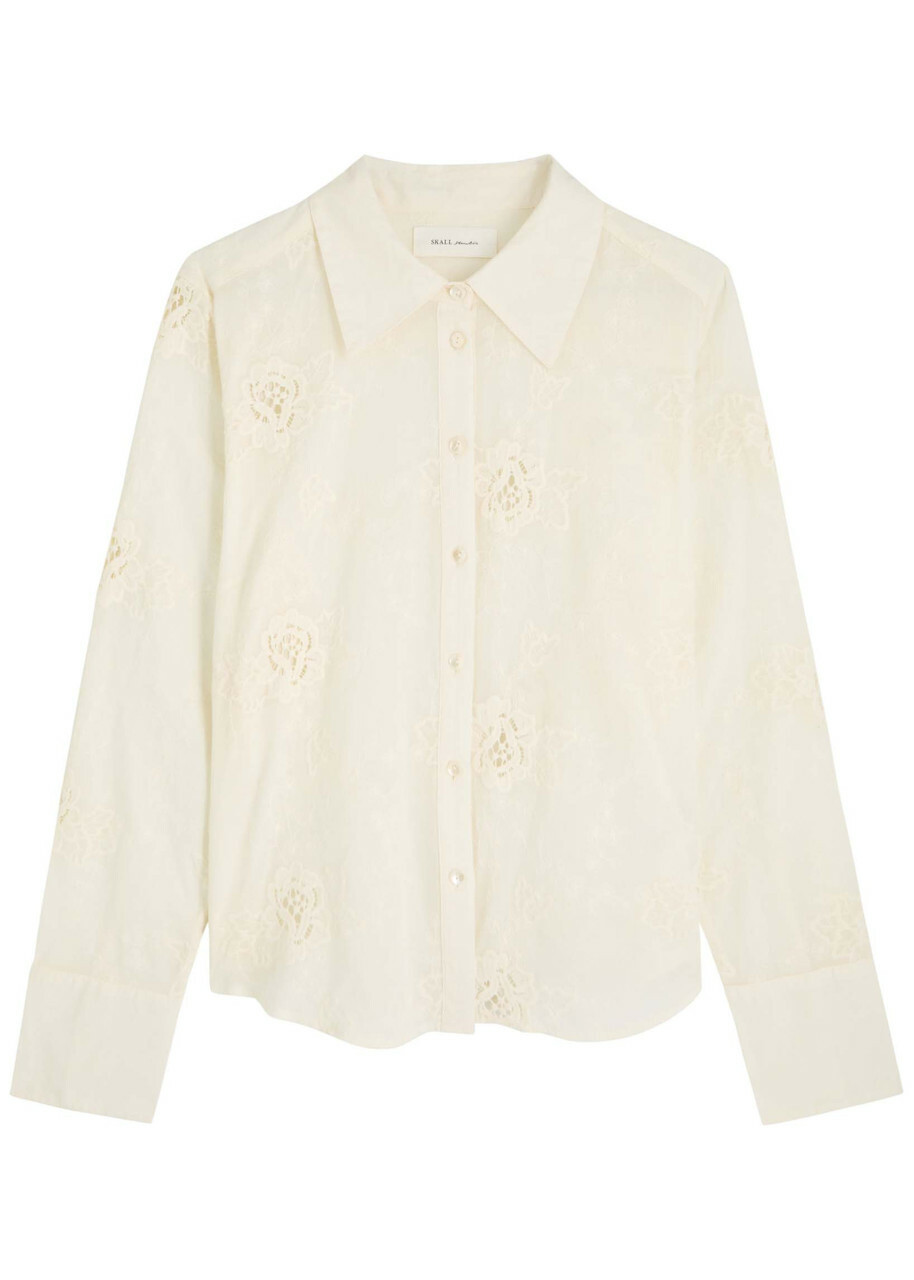 Skall Studio Fauna Floral-embroidered Cotton Shirt Cream
