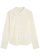 Skall Studio Fauna Floral-embroidered Cotton Shirt Cream