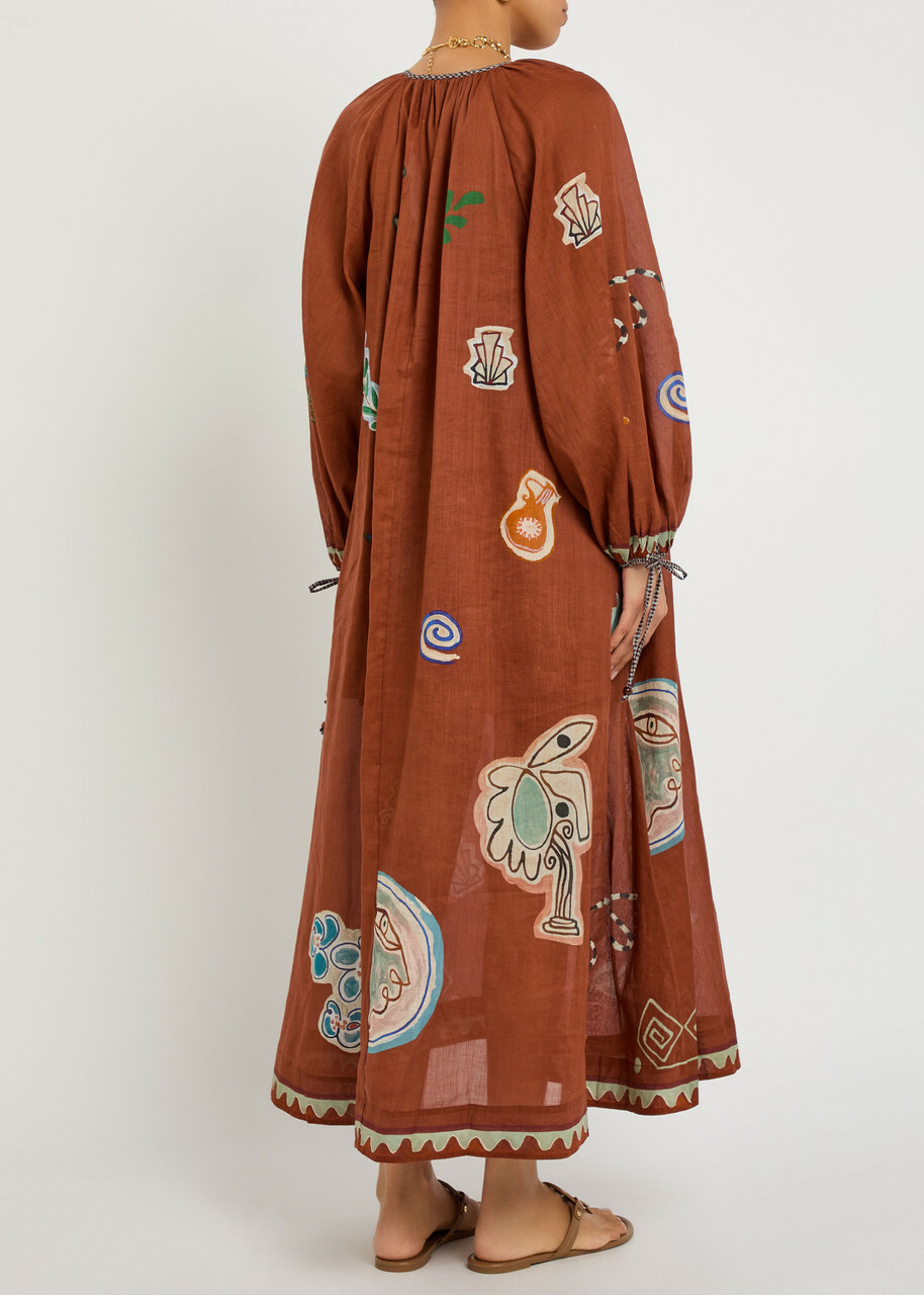 Alemais Laurence Printed Woven Maxi Dress Rust