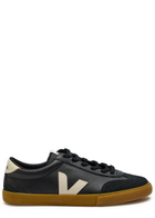 Veja Volley Panelled Grained Leather Sneakers Black