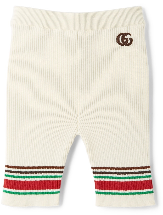 Photo: Gucci Baby Off-White Rib Knit Striped Bottoms