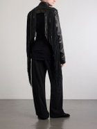 Rick Owens - Microbiker Cropped Fringed Leather Jacket - Black