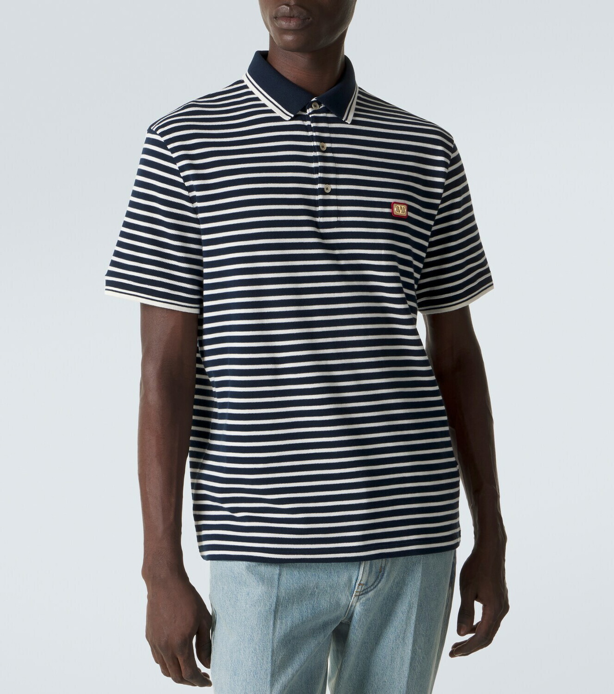Valentino VLogo striped cotton polo shirt