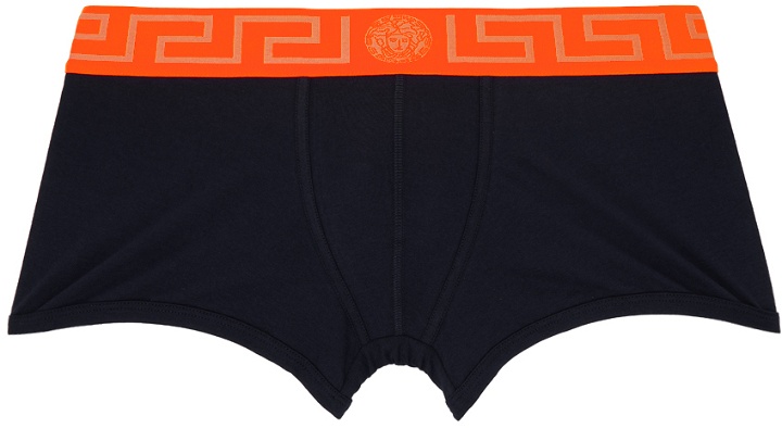 Photo: Versace Underwear Navy & Orange Greca Border Boxers
