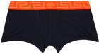 Versace Underwear Navy & Orange Greca Border Boxers