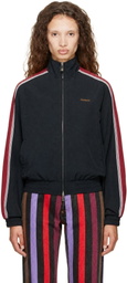 Versace Black Embroidered-Logo Nylon Blouson Jacket