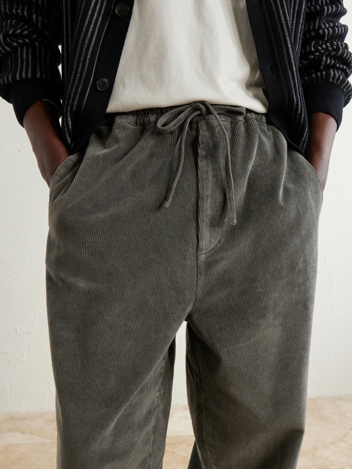 Officine Générale - Fernand Wide-Leg Cotton-Blend Corduroy Trousers - Gray