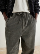 Officine Générale - Fernand Wide-Leg Cotton-Blend Corduroy Trousers - Gray
