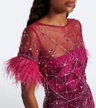 Là Fuori Aviary Crystal embellished bustier gown