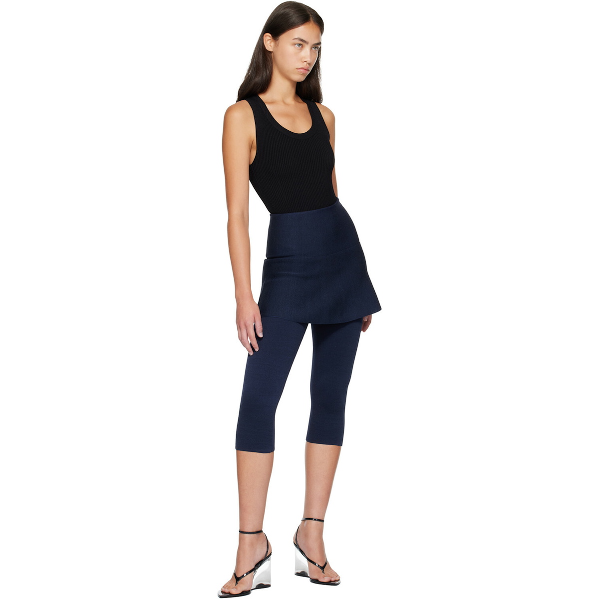 ALAÏA Navy Compact Knit Skirt Leggings