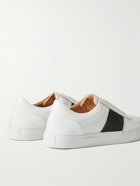 Mr P. - Larry Pebble-Grain Leather and Suede Sneakers - White