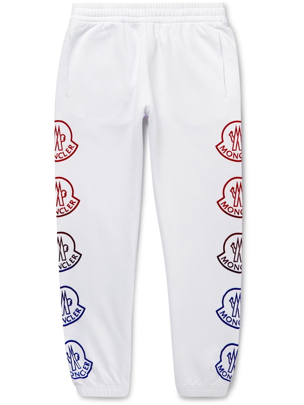 Photo: Moncler - Tapered Logo-Print Cotton-Jersey Sweatpants - White