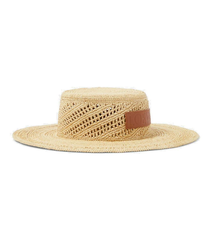Photo: Loewe Logo leather-trimmed raffia boater hat