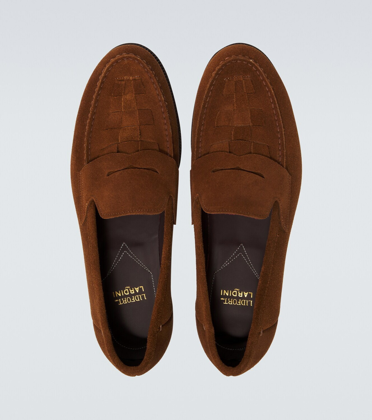 Lardini Woven suede penny loafers