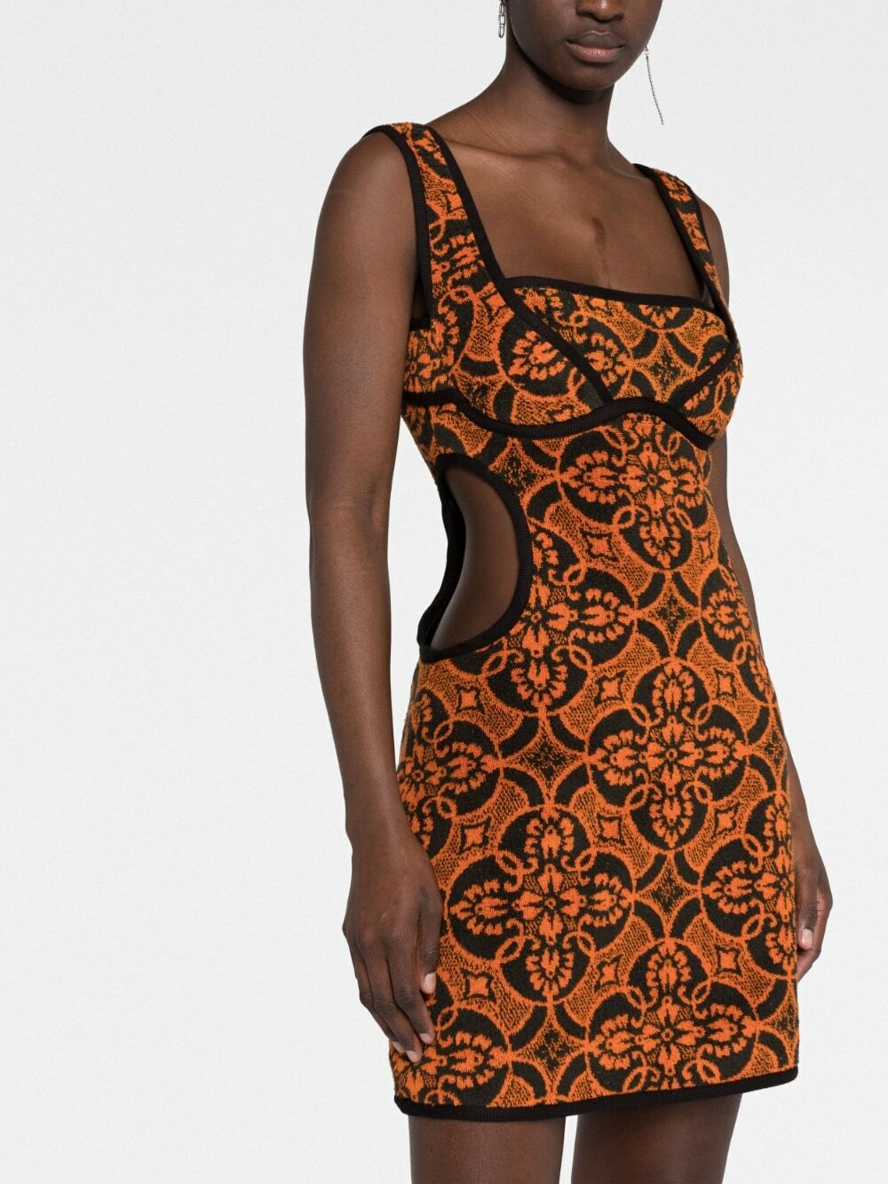 brown marine serre dress Marine Serre dress Moon Printed Flou Long Slip Dress brown color WDR302A at PRM US