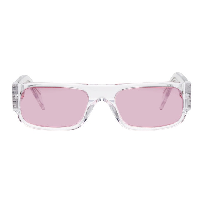 Photo: Super SSENSE Exclusive Transparent and Pink Glossy Smile Sunglasses
