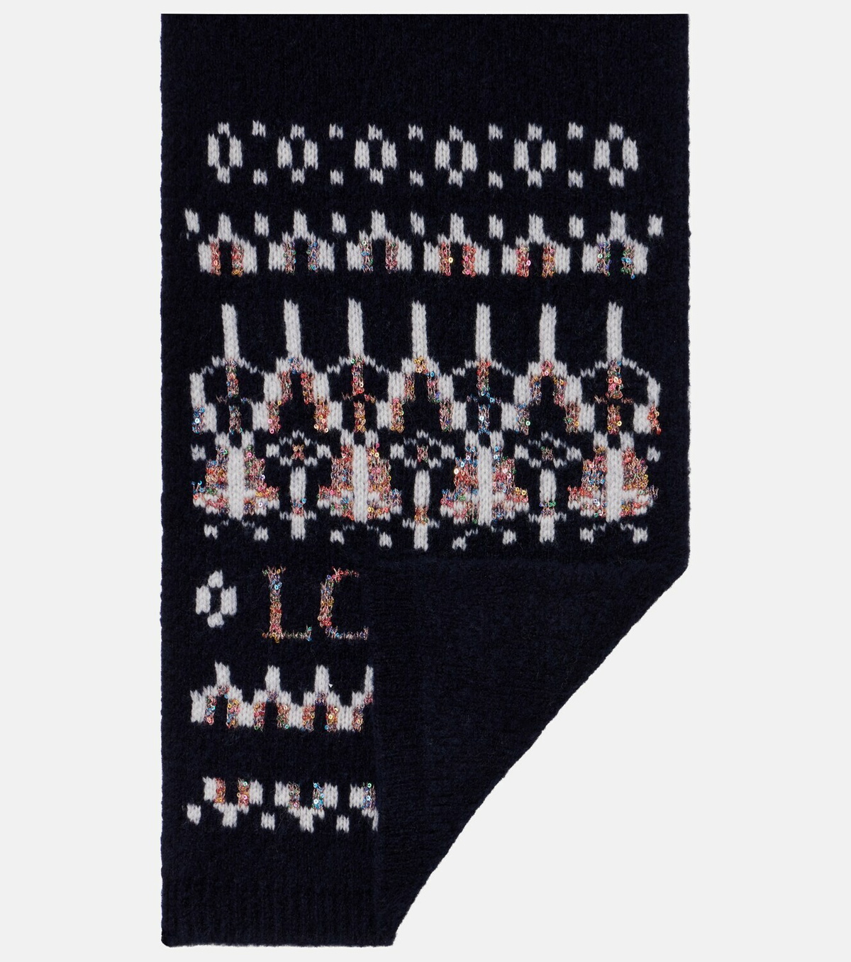Loewe Logo sequined wool-blend jacquard scarf