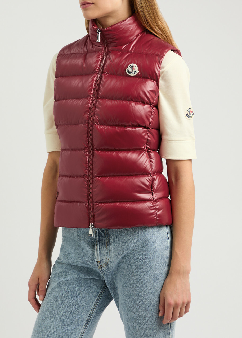 Moncler Ghany Quilted Shell Gilet Burgundy Moncler