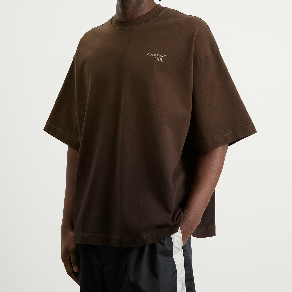 END. x GOOPiMADE Men's Sage T-Shirt in Washed Brown