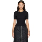Simone Rocha Black Embellished Cropped Pointelle T-shirt