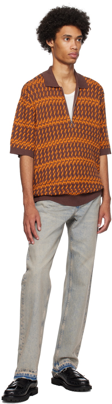 Samsøe Samsøe Orange & Brown Ozzy Polo