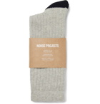 Norse Projects - Bjarki Striped Mélange Stretch Cotton-Blend Socks - Gray