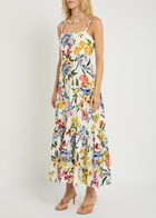 Farm Rio Greek Garden Printed Linen-blend Maxi Dress White