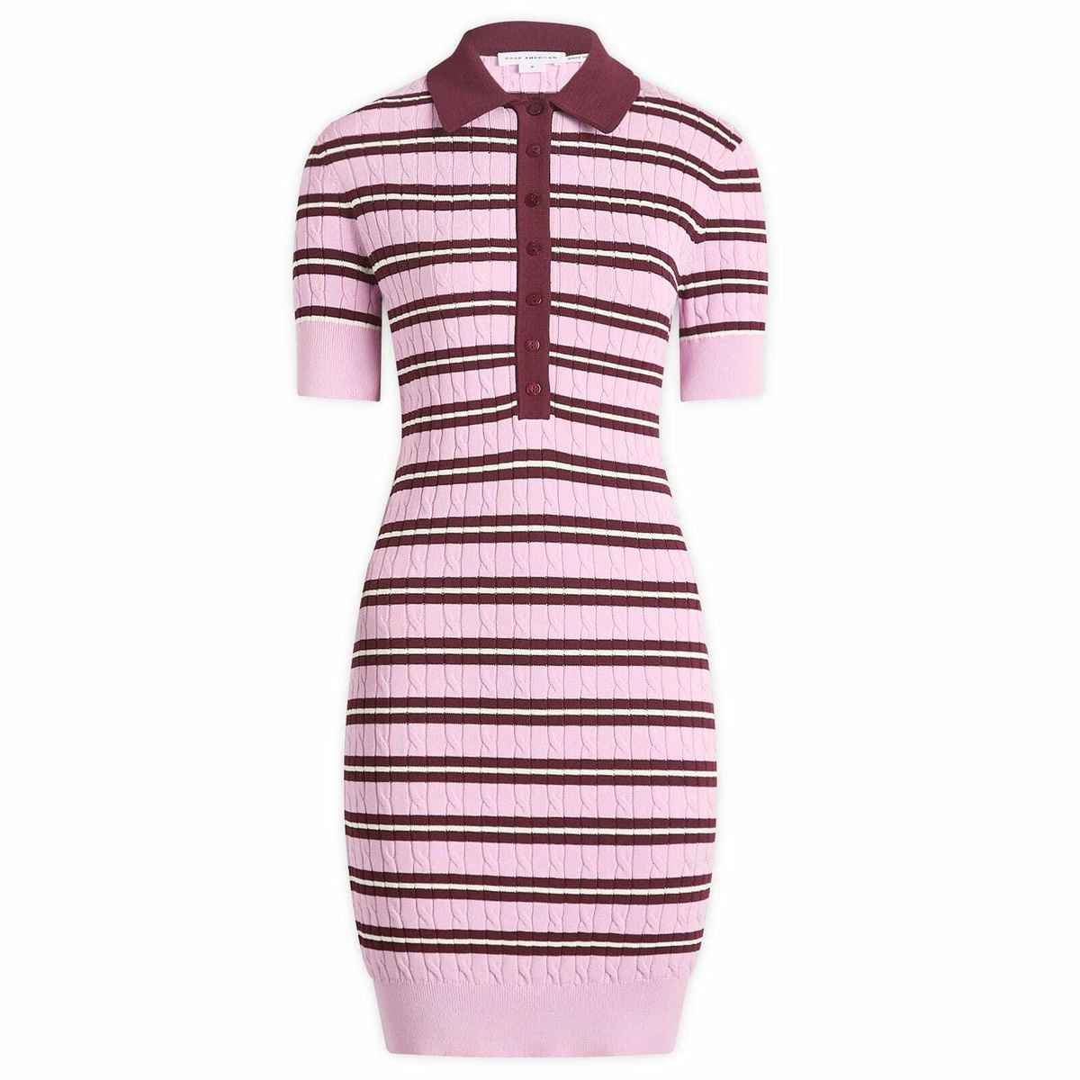 Good American Women's Cable Knit Mini Dress in Collegiate Stripe