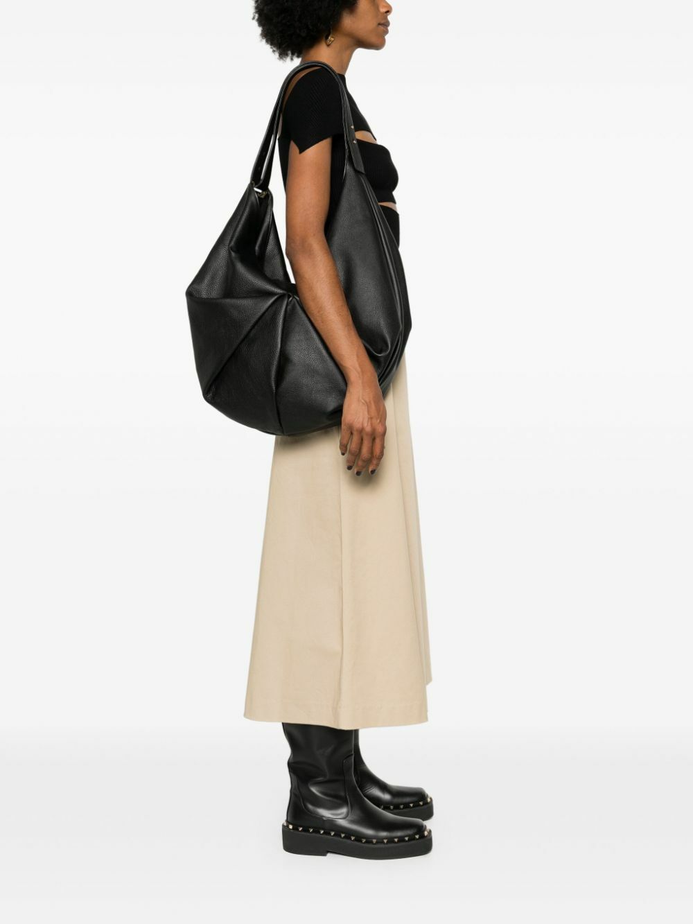Tsatsas Black Sacar Leather Shoulder Bag