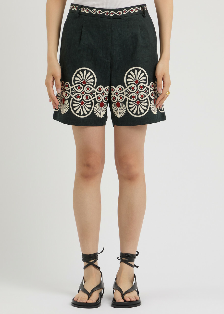 LA Double J Boyfriend Printed Woven Cotton Shorts Multicoloured