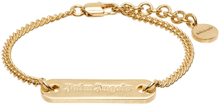 Photo: Palm Angels Gold Logo Plate Bracelet