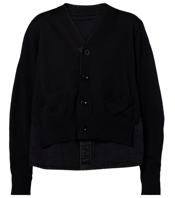 Photo: Sacai Paneled cotton-blend cardigan