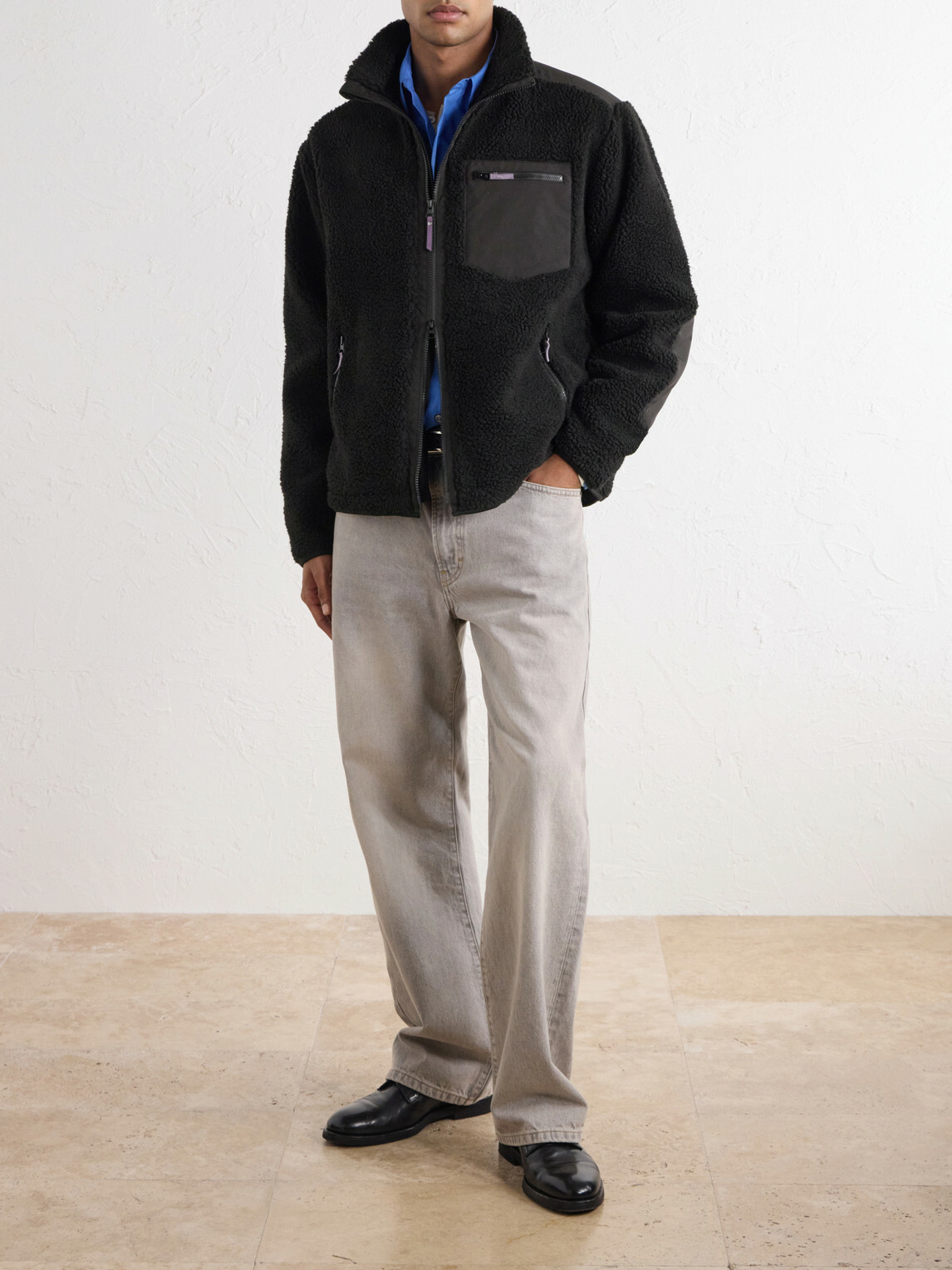 Corridor - Shell-Trimmed Fleece Jacket - Black