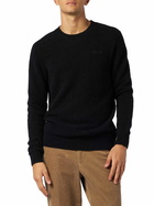 MC2 Saint Barth Man Black Stretch Wool Sweater With St. Barth Embroidery